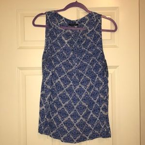 NWOT Anne Carson blue Ikat sleveless blouse